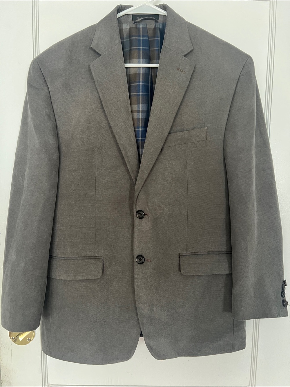 Men's Gray Suede Blazer - Classic Two-Button Sport Coat